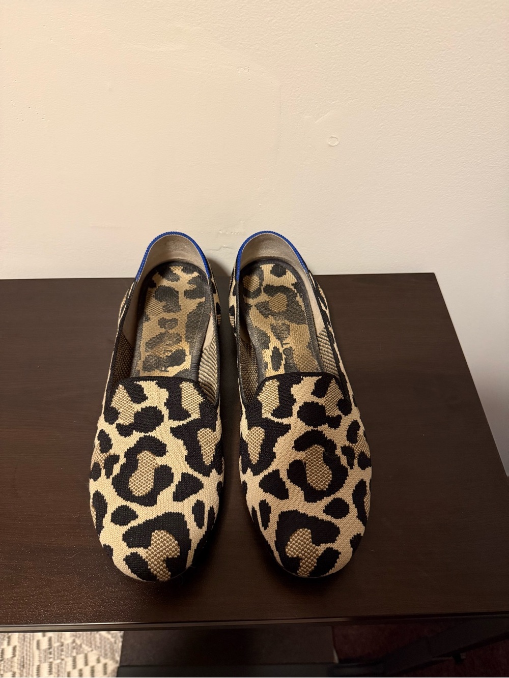 Rothy's Leopard Print Slip-On Flats in Beige and Black